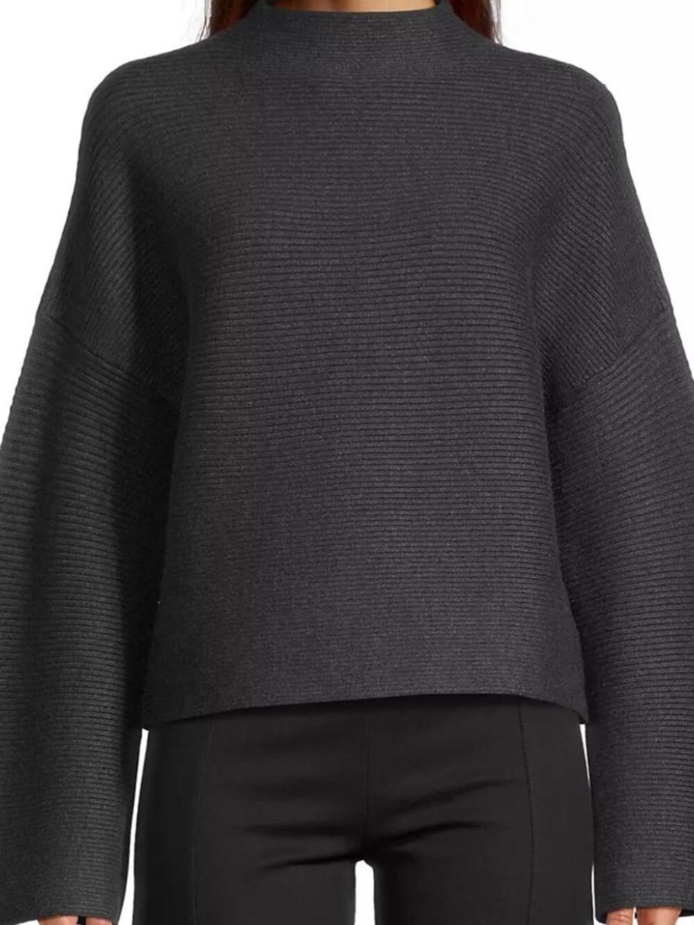 Modern Citizen Lou Swing Ribbed Sweater Gray Size S Office Academia Capsule